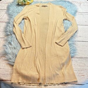 LOFT Ribbed Long Lightweight Open Front Cardigan Sweater sz XSP